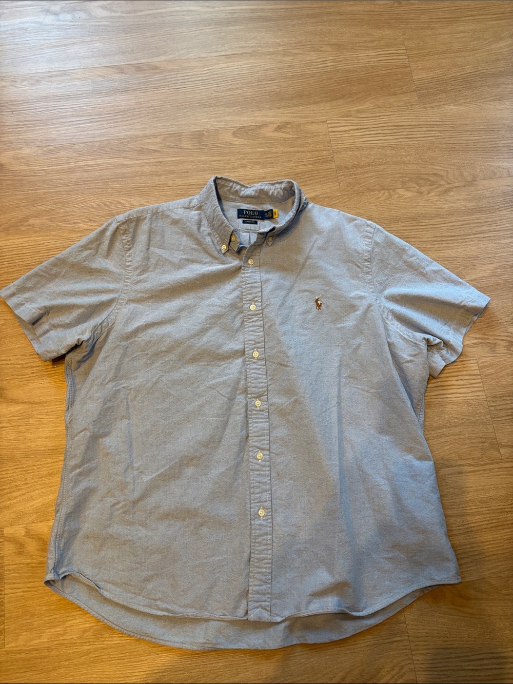 Polo Ralph Lauren Men’s XXL Short Sleeve Chambray Button Down Flesh Pony Blue